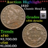 ***Auction Highlight*** 1810 Classic Head Large Cent 1c Graded vf35 details By SEGS (fc)