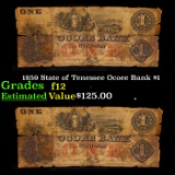 1859 State of Tenessee Ocoee Bank $1 Grades f, fine