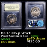 Proof 1991-1995-p WWII Modern Commem Half Dollar 50c Graded GEM++ Proof Deep Cameo BY USCG