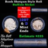 Buffalo Nickel Shotgun Roll in Old Bank Style 'Bell Telephone'  Wrapper 1927 & D Mint Ends.