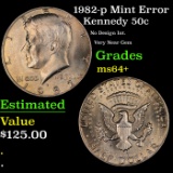 1982-p Kennedy Half Dollar Mint Error 50c Grades Choice+ Unc