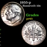Proof 1955-p Roosevelt Dime 10c Grades GEM Proof