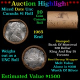 ***Auction Highlight*** Full $20 Bank of Montreal Roll of Silver Mix date with 1965 Ends, Canadian D