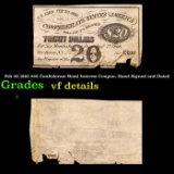 Feb 20 1863 $20 Confederate Bond Interest Coupon, Hand Signed and Dated Grades vf details