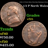 (1795) 1/2 P North Wales, Plain Edge Washington Pieces Grades vf+