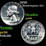 Proof 1958 Washington Quarter 25c Grades GEM+ Proof
