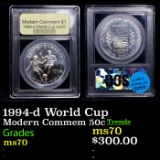1994-d World Cup Modern Commem Half Dollar 50c Graded ms70, Perfection BY USCG