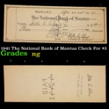 1941 The National Bank of Mantua Check For $3 Grades NG