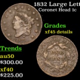 1832 Large Letters Coronet Head Large Cent 1c Grades xf Details