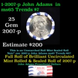 Full Roll of 2007-p John Adams Presidential $1 Coin Rolls in Original United State Mint Wrapper. 25