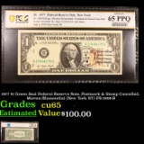 PCGS 1977 $1 Green Seal Federal Reserve Note, Postmark & Stamp Cancelled, Morton/Blumenthal (New Yor