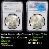 NGC 1959 Bermuda Crown Silver Coin Graded ms65 By NGC
