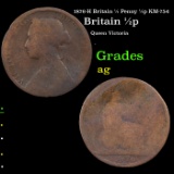 1876-H Britain 1/2 Penny 1/2p KM-754 Grades ag