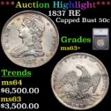 ***Auction Highlight*** 1837 RE Capped Bust Half Dollar 50c Graded ms63+ By SEGS (fc)