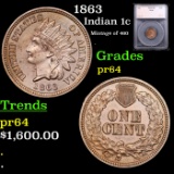 Proof 1863 Indian Cent 1c Graded pr64 By SEGS