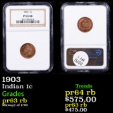 Proof NGC 1903 Indian Cent 1c Graded pr63 rb By NGC