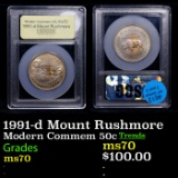 1991-d Mount Rushmore Modern Commem Half Dollar 50c Graded ms70, Perfection BY USCG