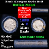 Buffalo Nickel Shotgun Roll in Old Bank Style 'Bell Telephone'  Wrapper 1920 & D Mint Ends.