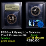 Proof 1996-s Olympics Soccer Modern Commem Half Dollar 50c Graded GEM++ Proof Deep Cameo BY USCG