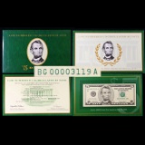 1999 $5 Federal Reserve Note, Low Numbered Uncirculated 2000 BEP Folio Issue Grades Gem CU