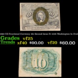 1863 US Fractional Currency 10c Second Issue Fr-1245 Washington In Oval Grades vf+