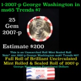Full Roll of 2007-p George Washington Presidential $1 Coin Rolls in Original United State Mint Wrapp