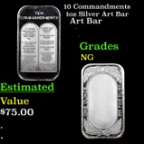 10 Commandments 1oz Silver Art Bar  Grades NG