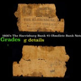 1800's The Harrisburg Bank $5 Obsollete Bank Note Grades vg details