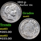 1911-p Barber Dime 10c Grades Select Unc