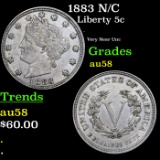 1883 N/C Liberty Nickel 5c Grades Choice AU/BU Slider