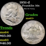 1951-d Franklin Half Dollar 50c Grades Select+ Unc