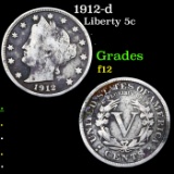 1912-d Liberty Nickel 5c Grades f, fine
