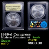 1989-d Congress Modern Commem Dollar $1 Graded ms70, Perfection BY USCG
