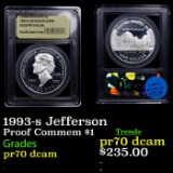 Proof 1993-s Jefferson Modern Commem Dollar $1 Graded GEM++ Proof Deep Cameo BY USCG