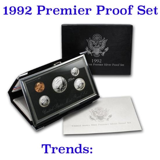 1992 United States Premier Silver Proof Set in Display case. 5 Coins Inside!