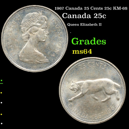 1967 Canada 25 Cents 25c KM-68 Grades Choice Unc
