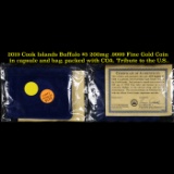 2019 Cook Islands Buffalo $5 200mg .9999 Fine Gold Coin in capsule and bag, packed with COA. Tribute