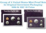 Group of 2 United States Mint Proof Sets 1986-1987 10 coins