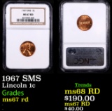 NGC 1967 SMS Lincoln Cent 1c Graded ms67 rd By NGC