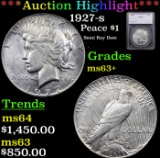 ***Auction Highlight*** 1927-s Peace Dollar $1 Graded ms63+ By SEGS (fc)