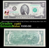 1976 $2 Federal Reserve Note 1st Day of Issue, with Stamp (New York, NY) Grades Gem CU