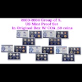 Group of 5, 2000-2004 Mint Proof Set In Original Case,50 coins