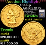 ***Auction Highlight*** 1844-p Gold Liberty Quarter Eagle $2 1/2 Graded ms62 details By SEGS (fc)