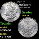 1891-p Morgan Dollar $1 Grades Select Unc