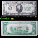 1934 $20 Green Seal Federal Reserve Note (Philadelphia, PA) Grades f, fine