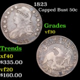 1823 Capped Bust Half Dollar 50c Grades vf++