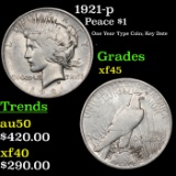 1921-p Peace Dollar $1 Grades xf+