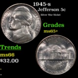 1945-s Jefferson Nickel 5c Grades GEM+ Unc