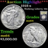 ***Auction Highlight*** 1918-s Walking Liberty Half Dollar 50c Graded Choice Unc By USCG (fc)