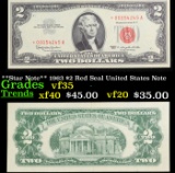 **Star Note** 1963 $2 Red Seal United States Note Grades vf++